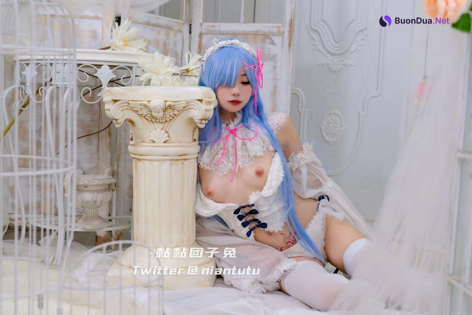 Cosplay 黏黏团子兔 长发蕾姆 - Photo 20