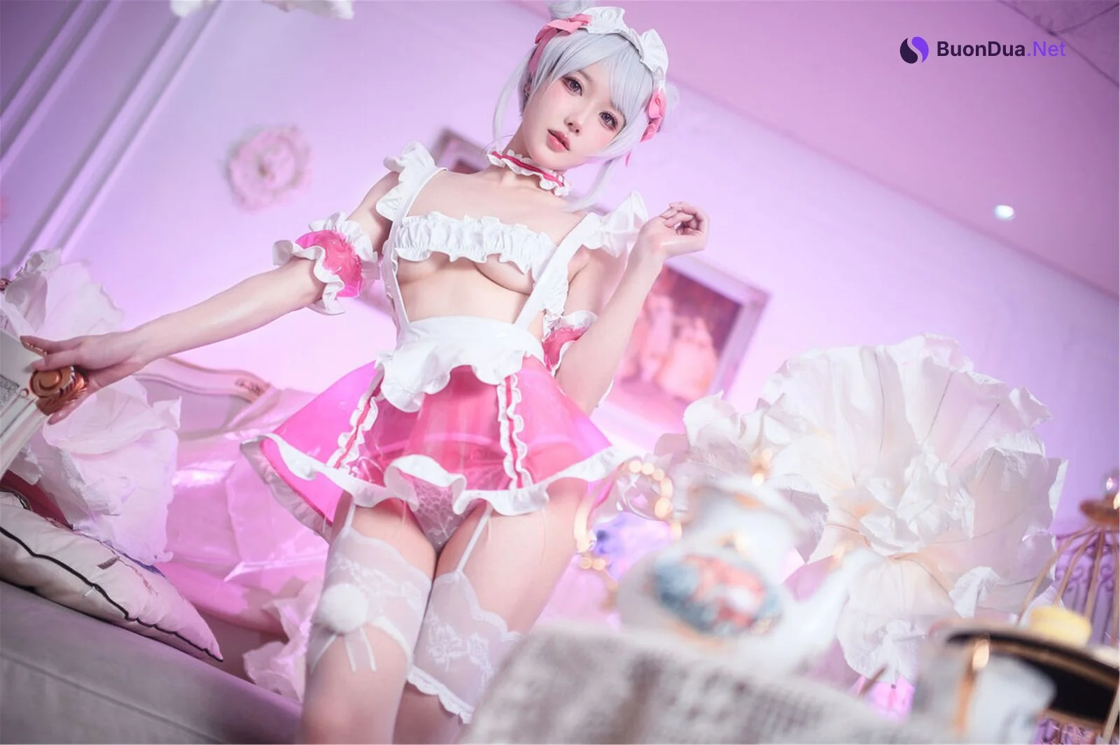 Cosplay 阿包也是兔娘 七夕粉粉女仆 - Photo 4