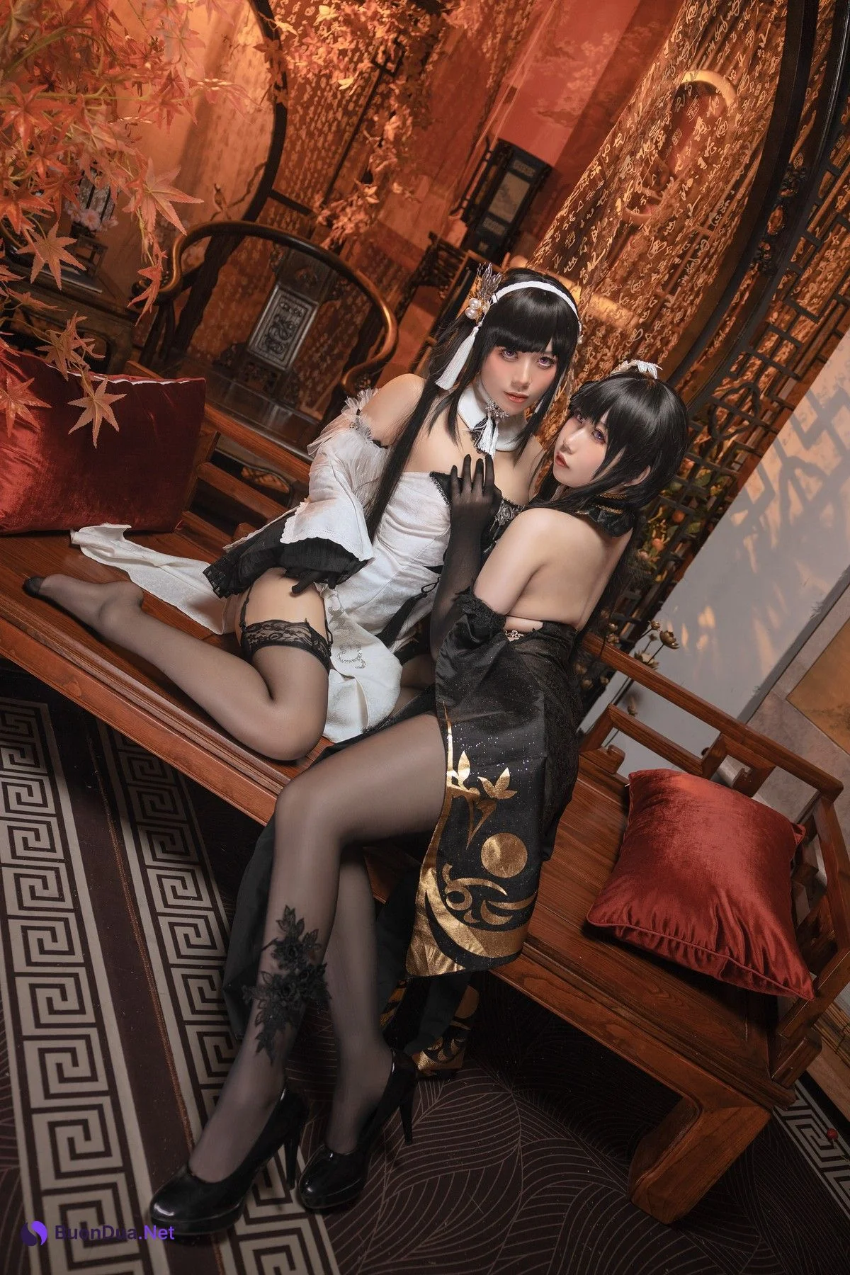 九言&喜茶苍苍子 Cosplay 碧蓝航线 镇海白黒双人 - Photo 11