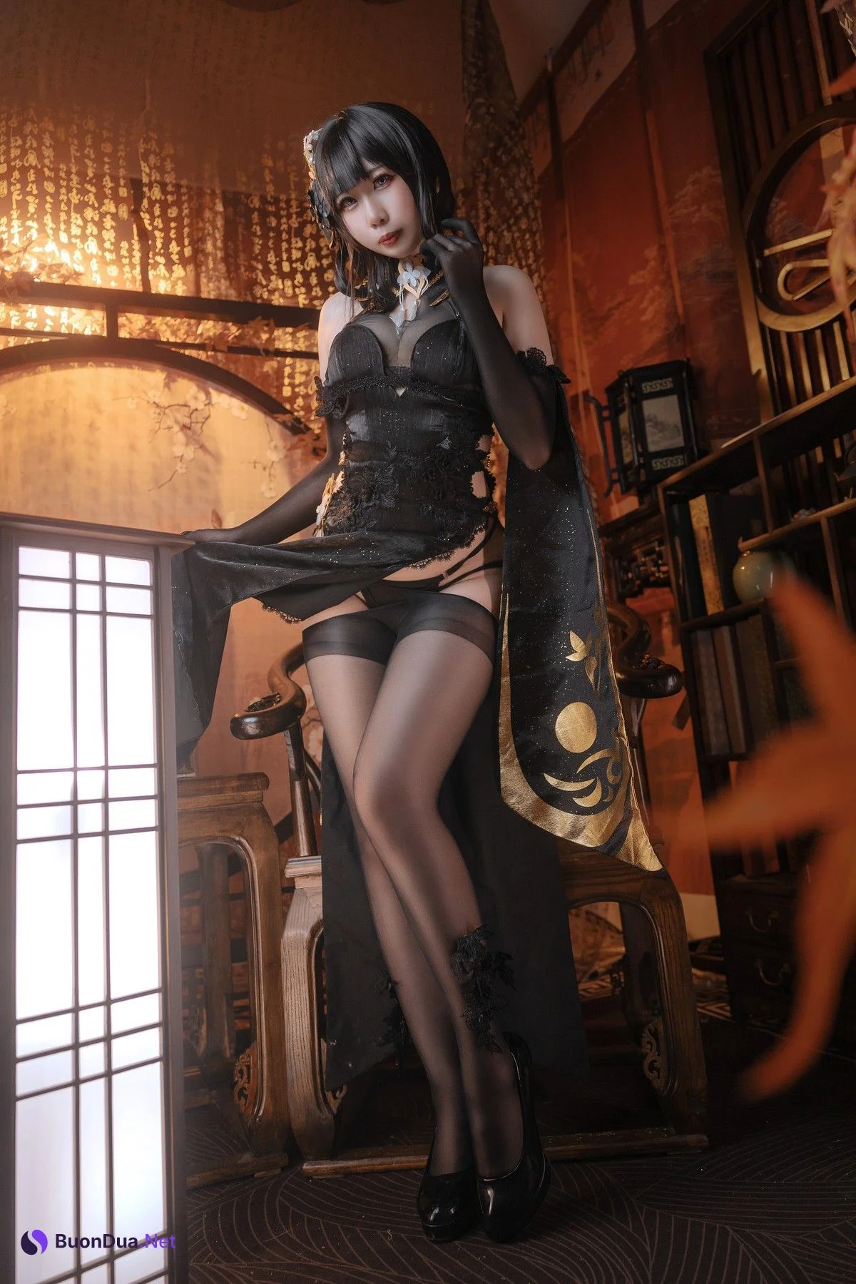 九言&喜茶苍苍子 Cosplay 碧蓝航线 镇海白黒双人 - Photo 19