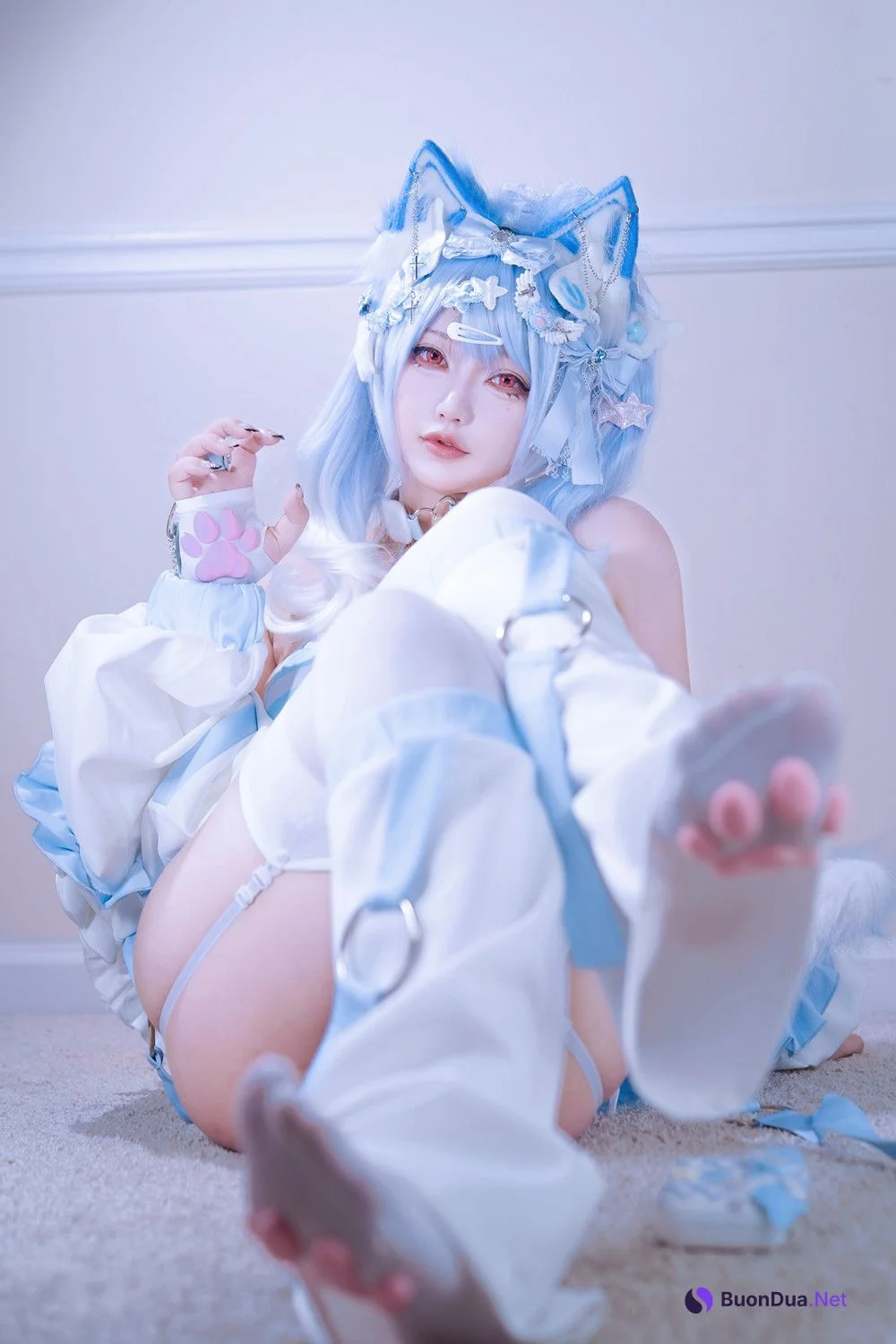 Cosplay 狐洛洛子 – 水色猫猫头 - Photo 17