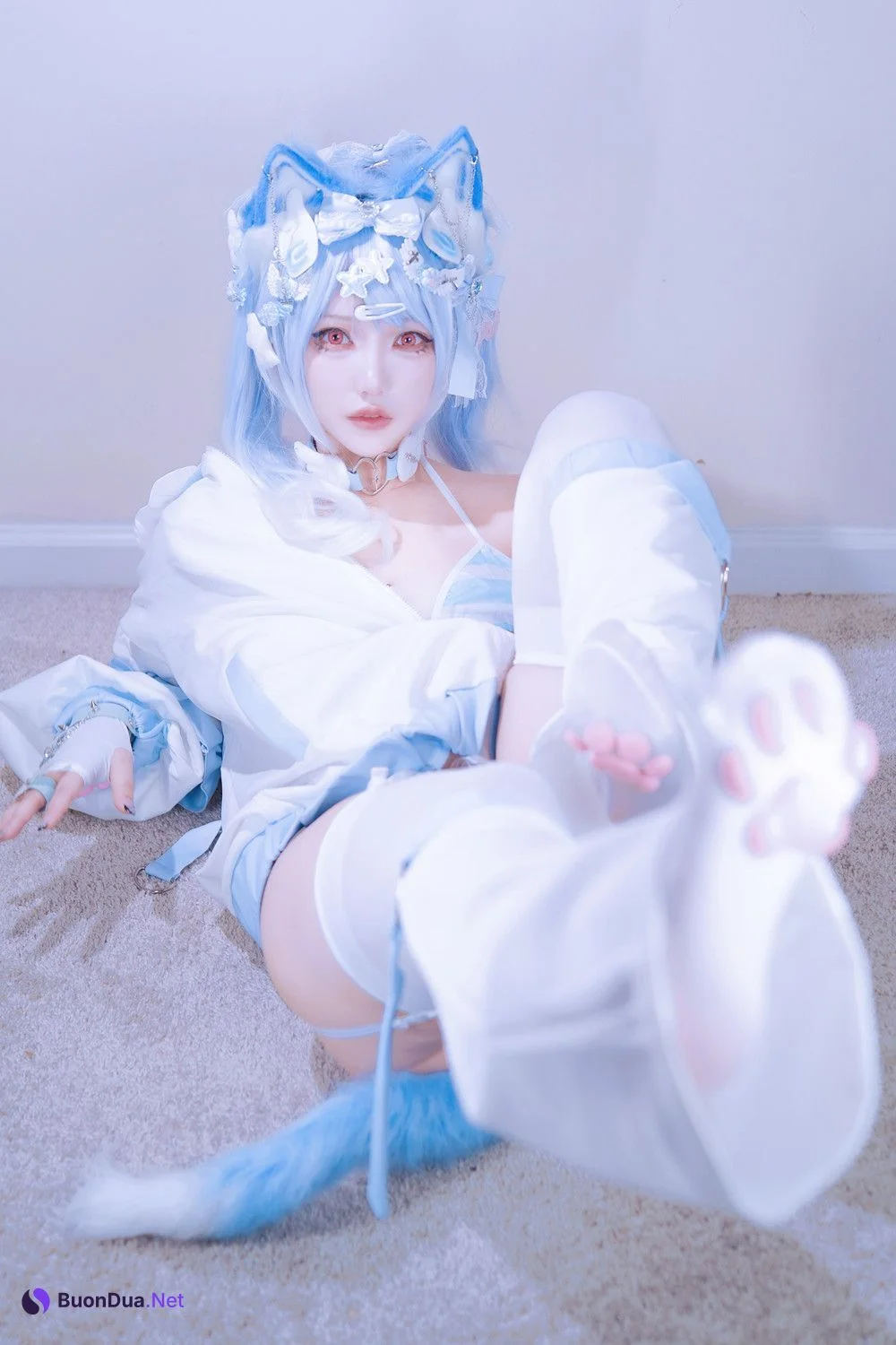 Cosplay 狐洛洛子 – 水色猫猫头 - Photo 18