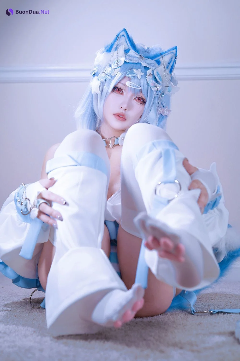 Cosplay 狐洛洛子 – 水色猫猫头 - Photo 19