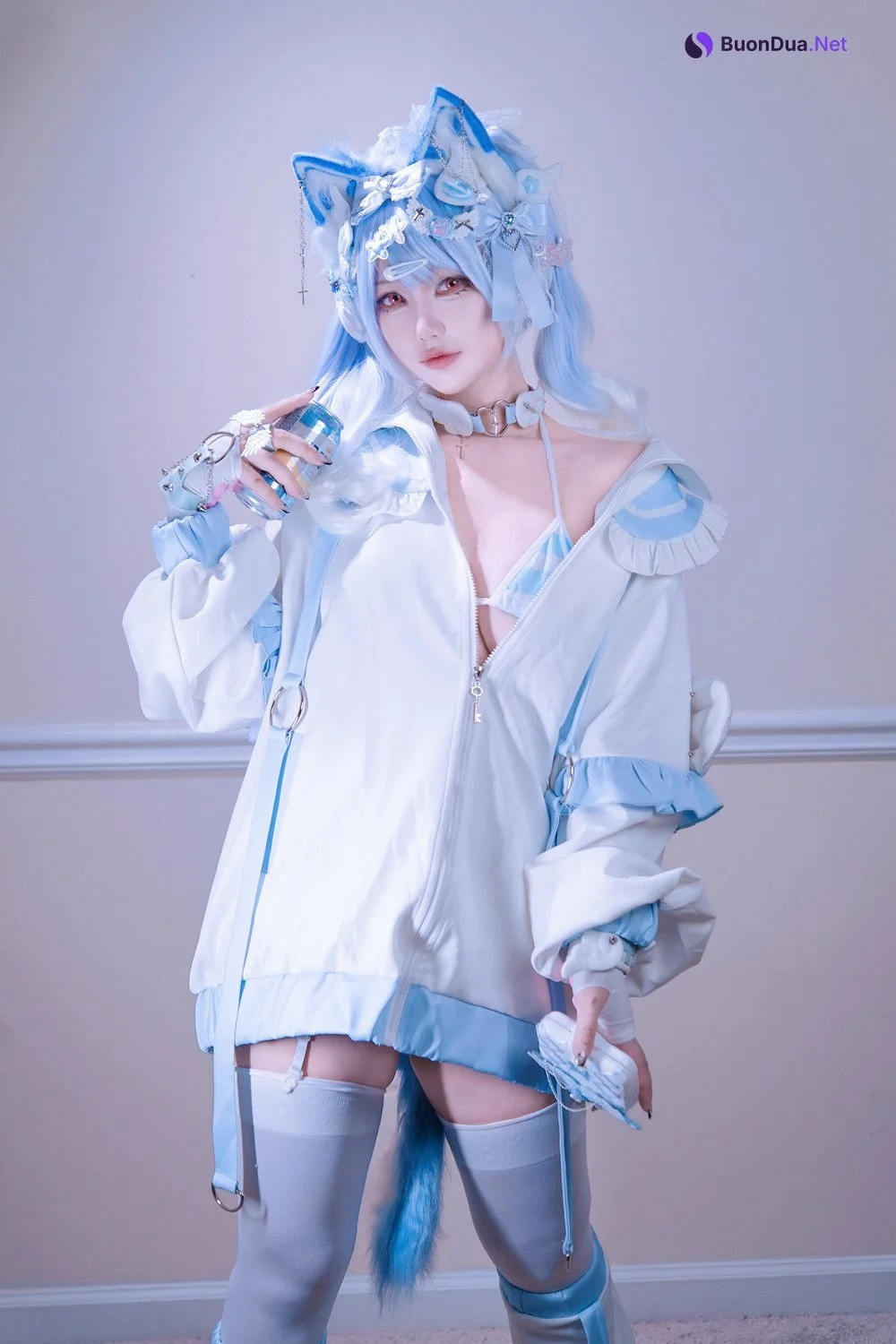 Cosplay 狐洛洛子 – 水色猫猫头 - Photo 2