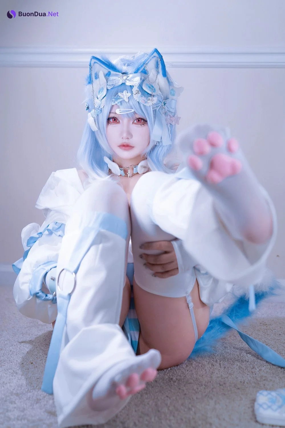 Cosplay 狐洛洛子 – 水色猫猫头 - Photo 20