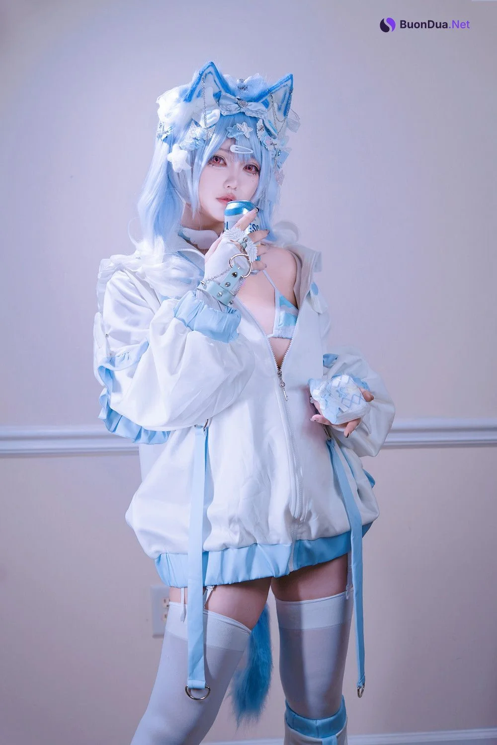Cosplay 狐洛洛子 – 水色猫猫头 - Photo 3
