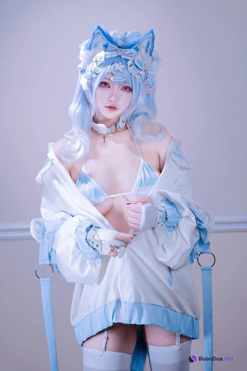 Cosplay 狐洛洛子 – 水色猫猫头 - Photo 4