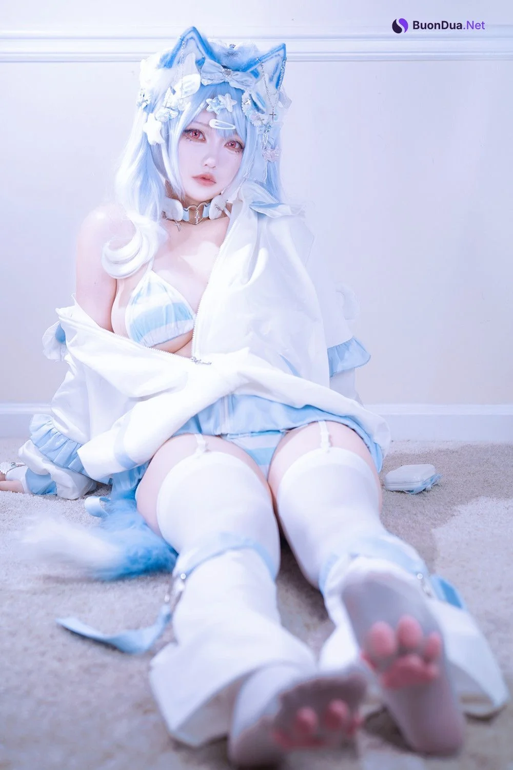 Cosplay 狐洛洛子 – 水色猫猫头 - Photo 5