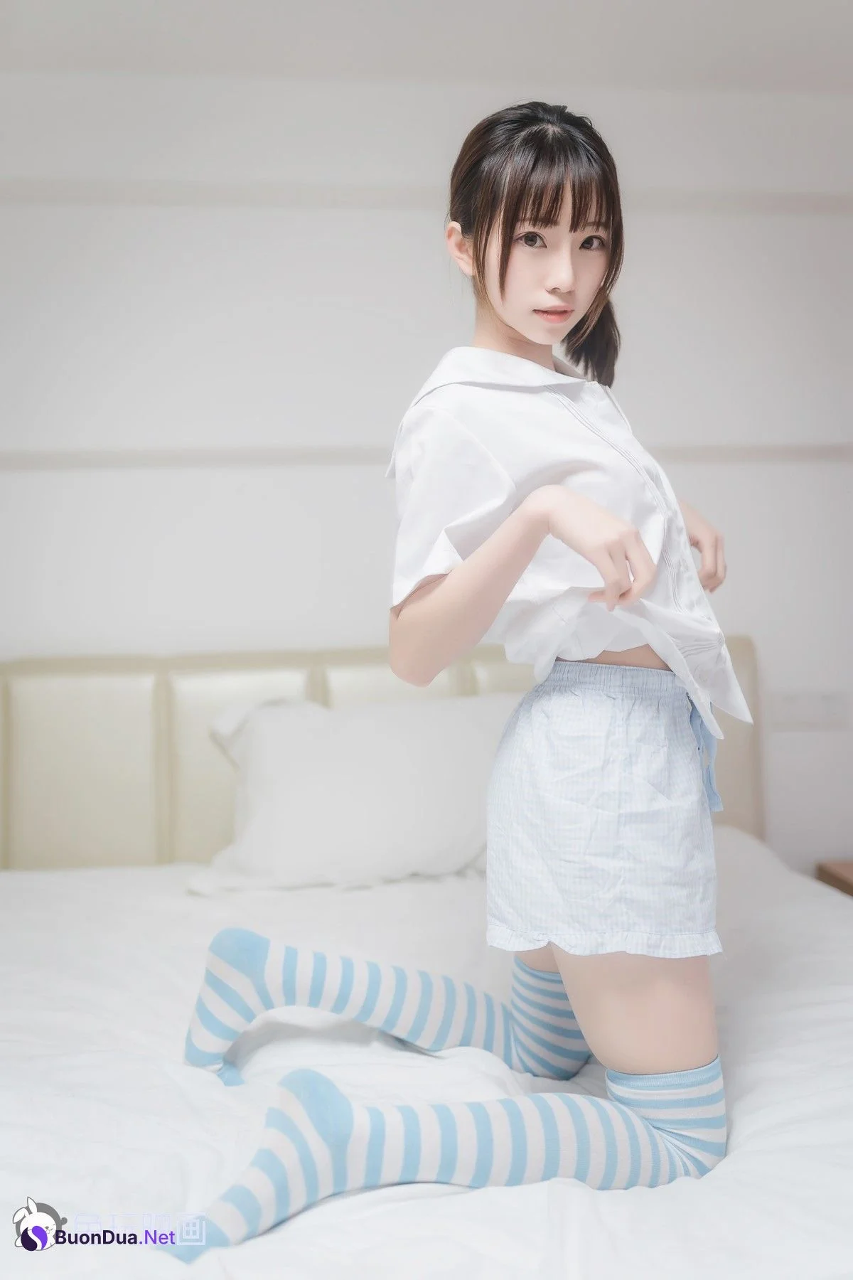 Cosplay 兔玩映画 蓝白条纹袜 - Photo 17