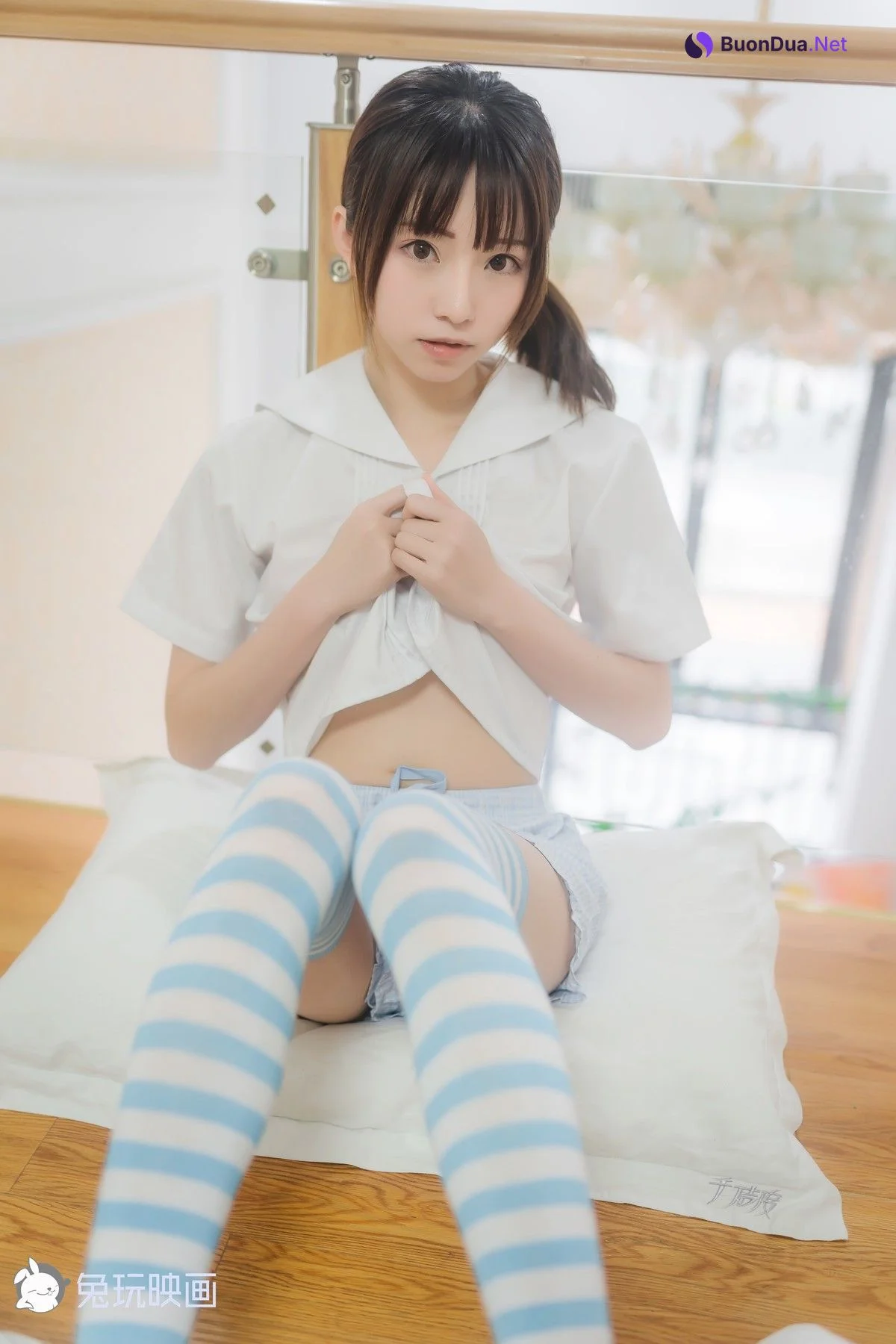 Cosplay 兔玩映画 蓝白条纹袜 - Photo 5
