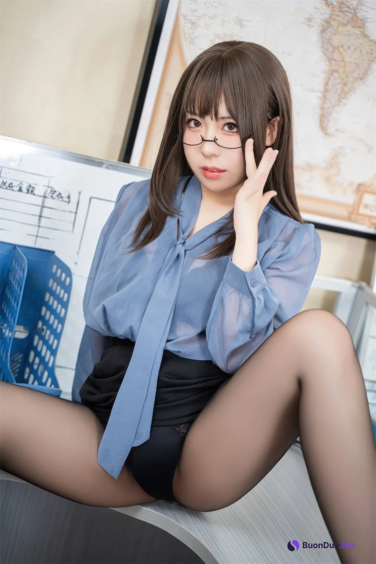 Cosplay 虎森森 黑丝眼镜娘 - Photo 15