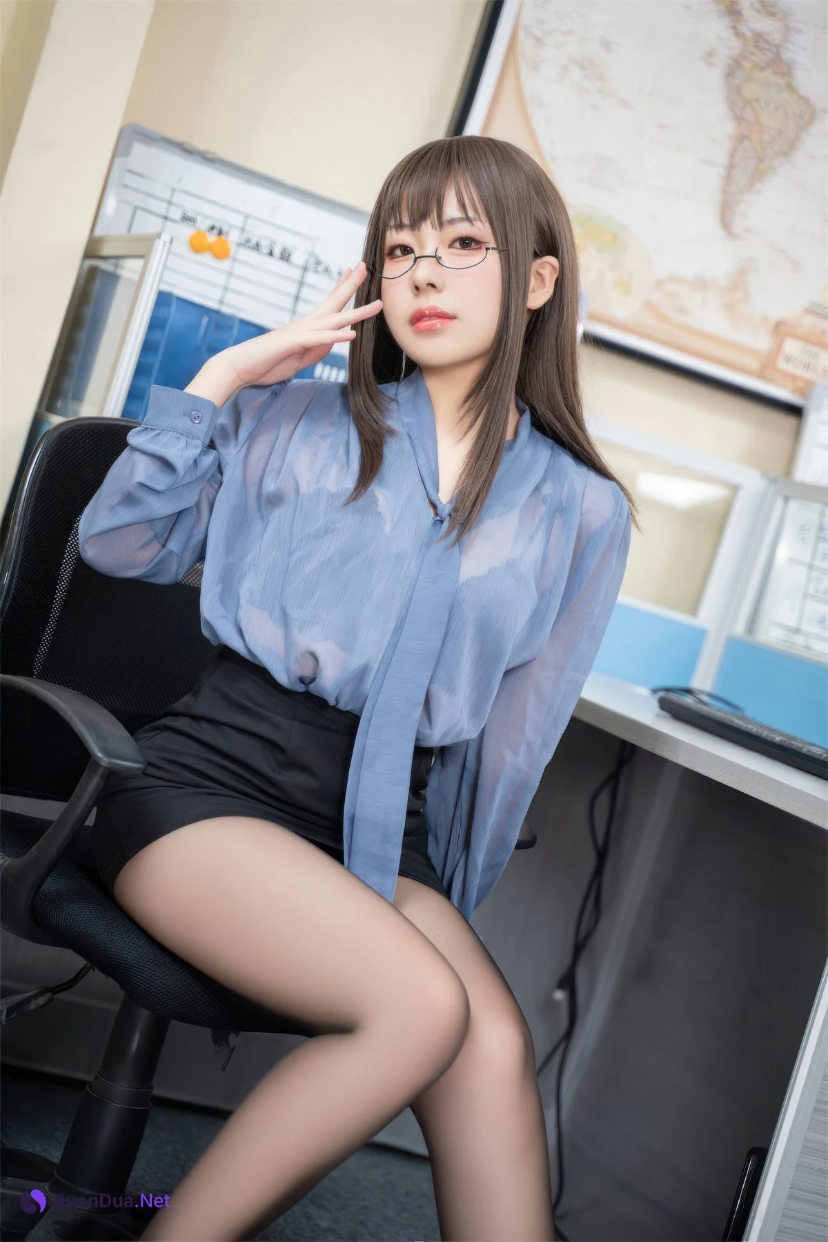 Cosplay 虎森森 黑丝眼镜娘 - Photo 6