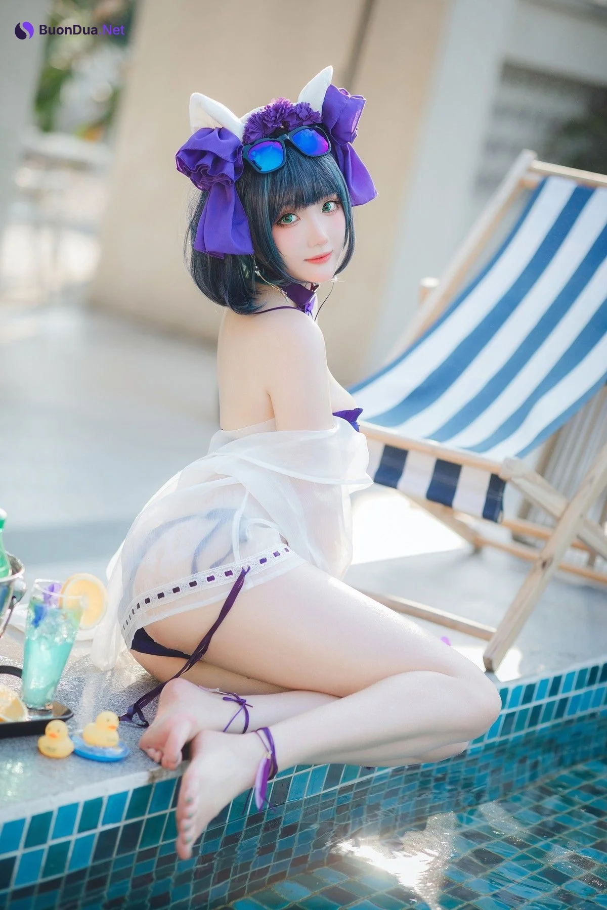 Cosplay 瓜希酱福利 柴郡泳装 - Photo 19