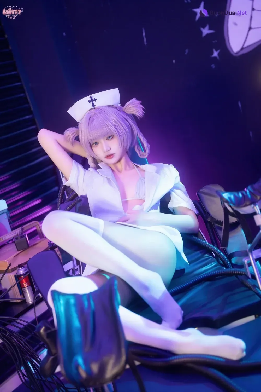 Cosplay 柒柒要乖哦 – 彻夜之歌 护士服小荠 - Photo 6