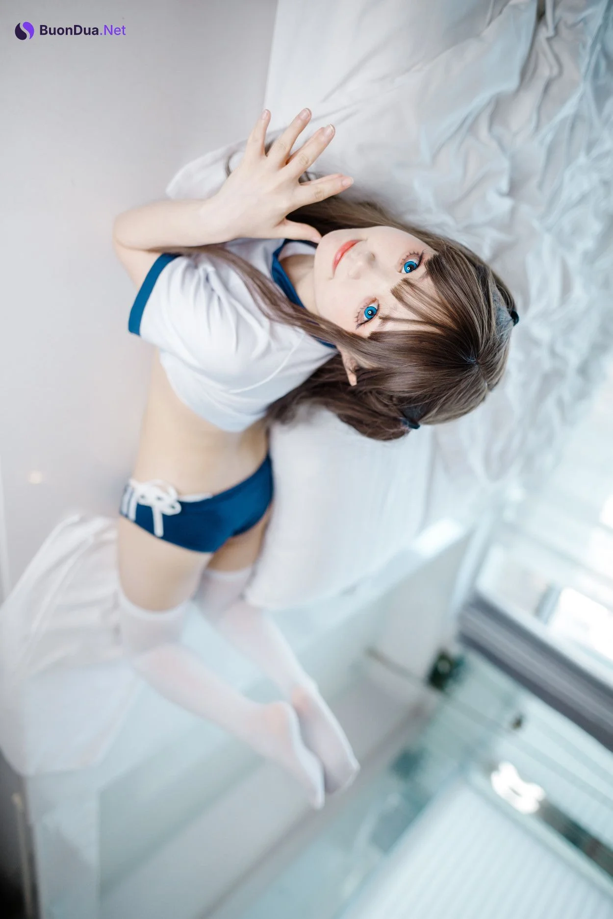Cosplay 神沢永莉 半双马尾体操服大腿袜 - Photo 14