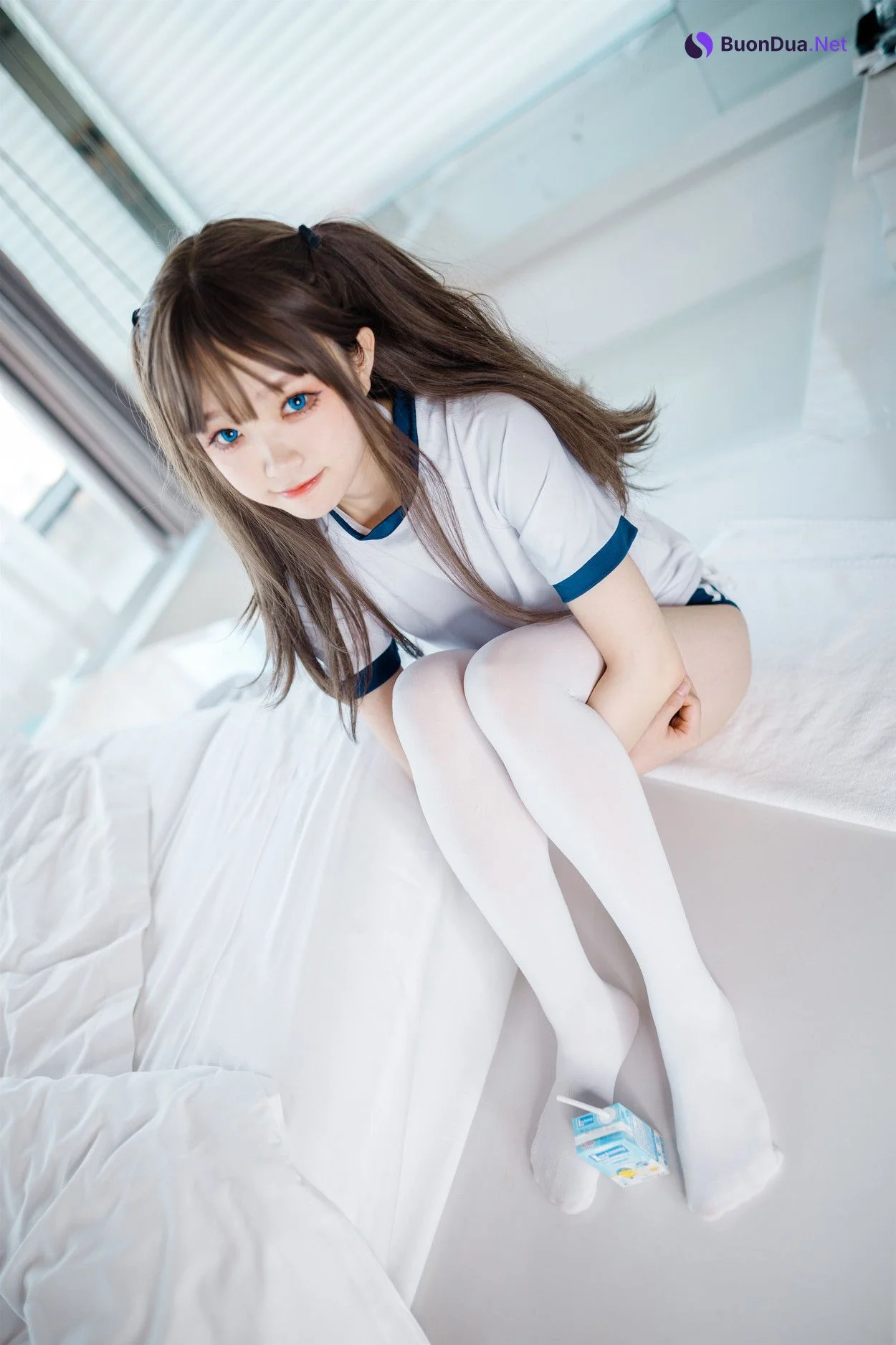 Cosplay 神沢永莉 半双马尾体操服大腿袜 - Photo 4