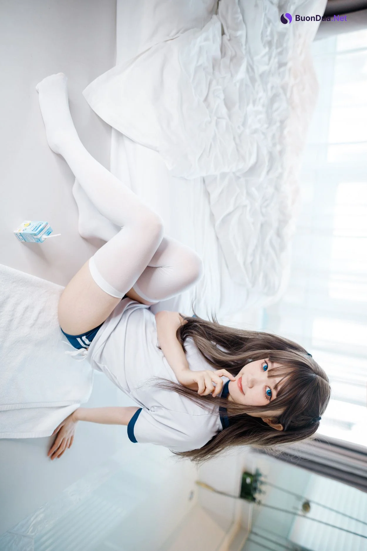 Cosplay 神沢永莉 半双马尾体操服大腿袜 - Photo 6
