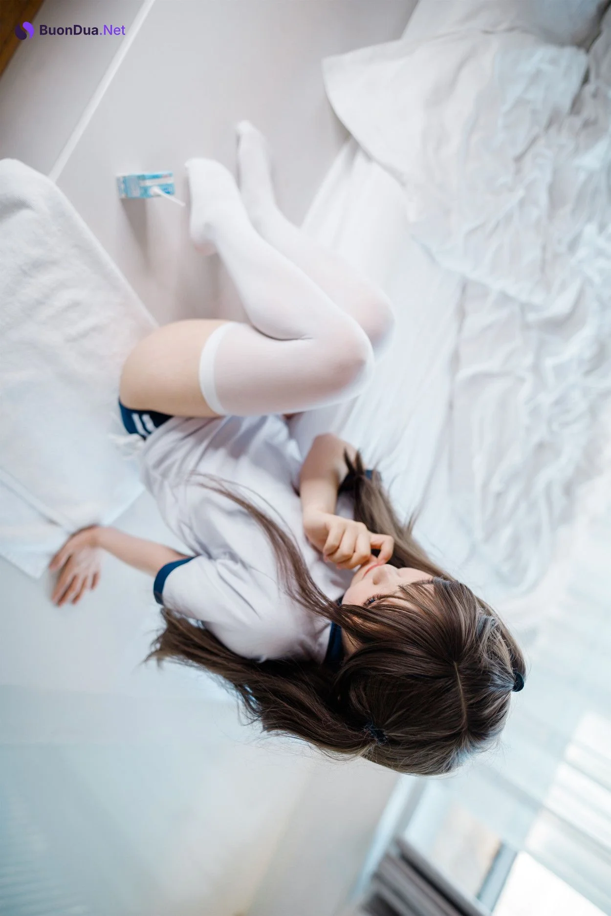 Cosplay 神沢永莉 半双马尾体操服大腿袜 - Photo 7
