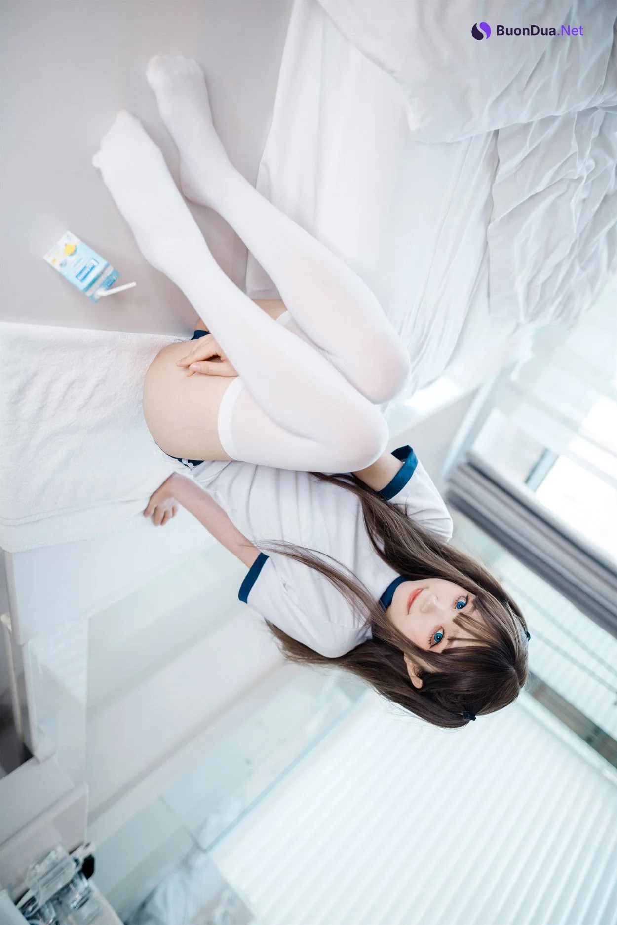 Cosplay 神沢永莉 半双马尾体操服大腿袜 - Photo 8