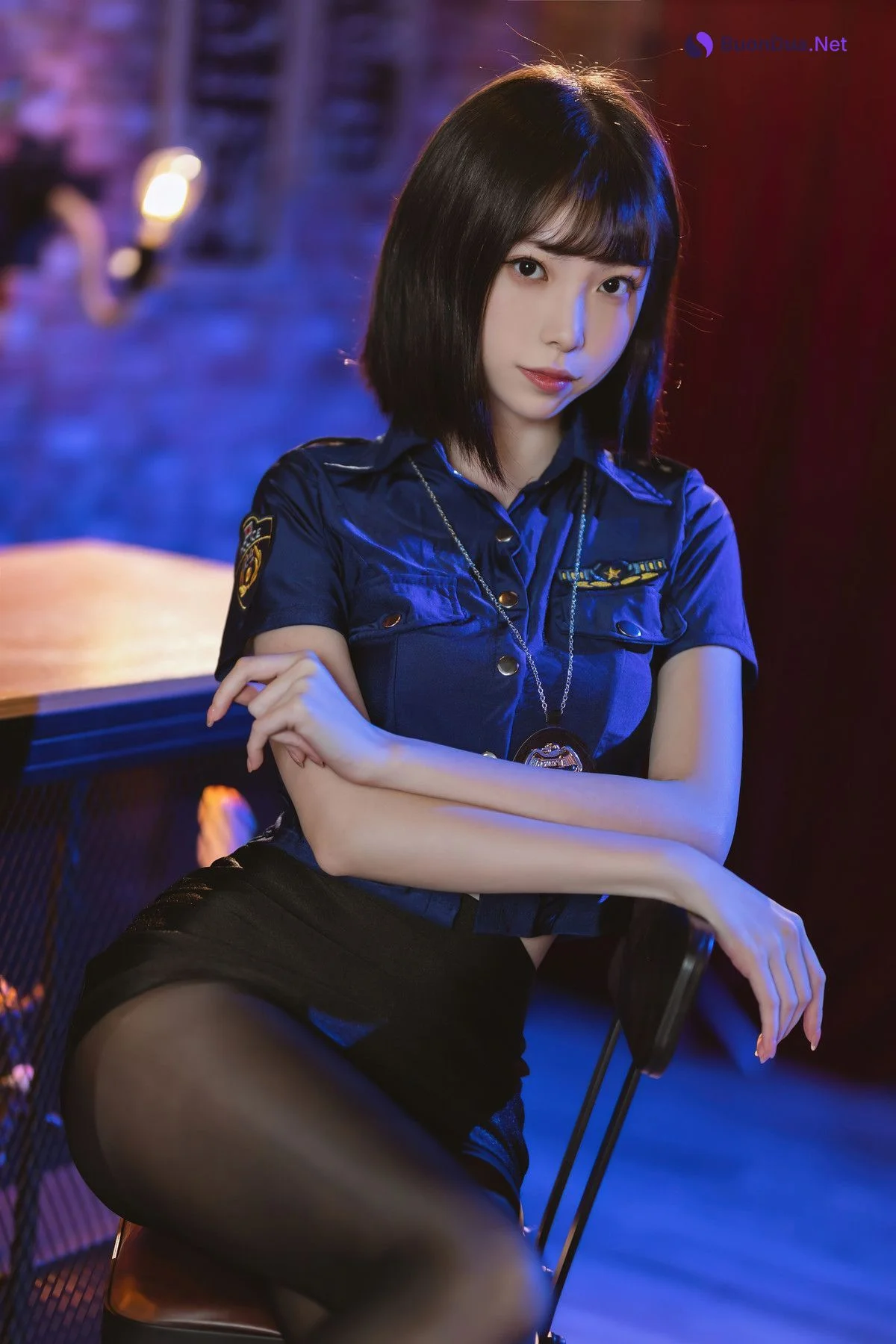 Cosplay 许岚 黑丝制服 - Photo 6