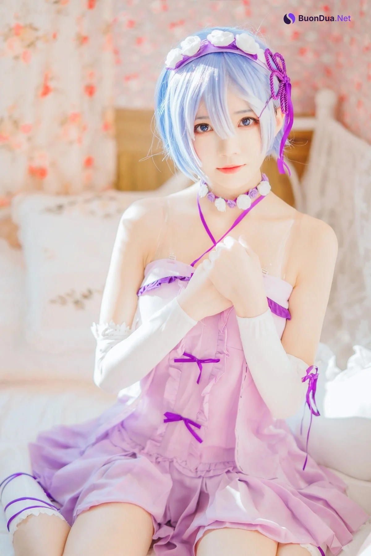 Cosplay 桜桃喵 蕾姆睡裙 - Photo 12