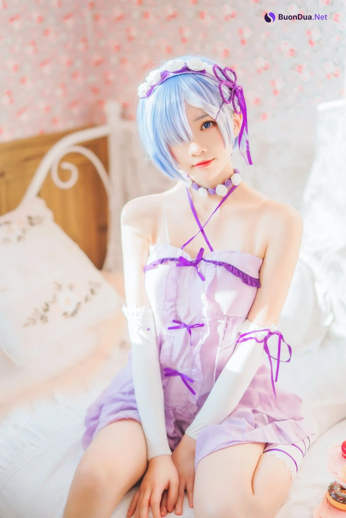 Cosplay 桜桃喵 蕾姆睡裙 - Photo 13
