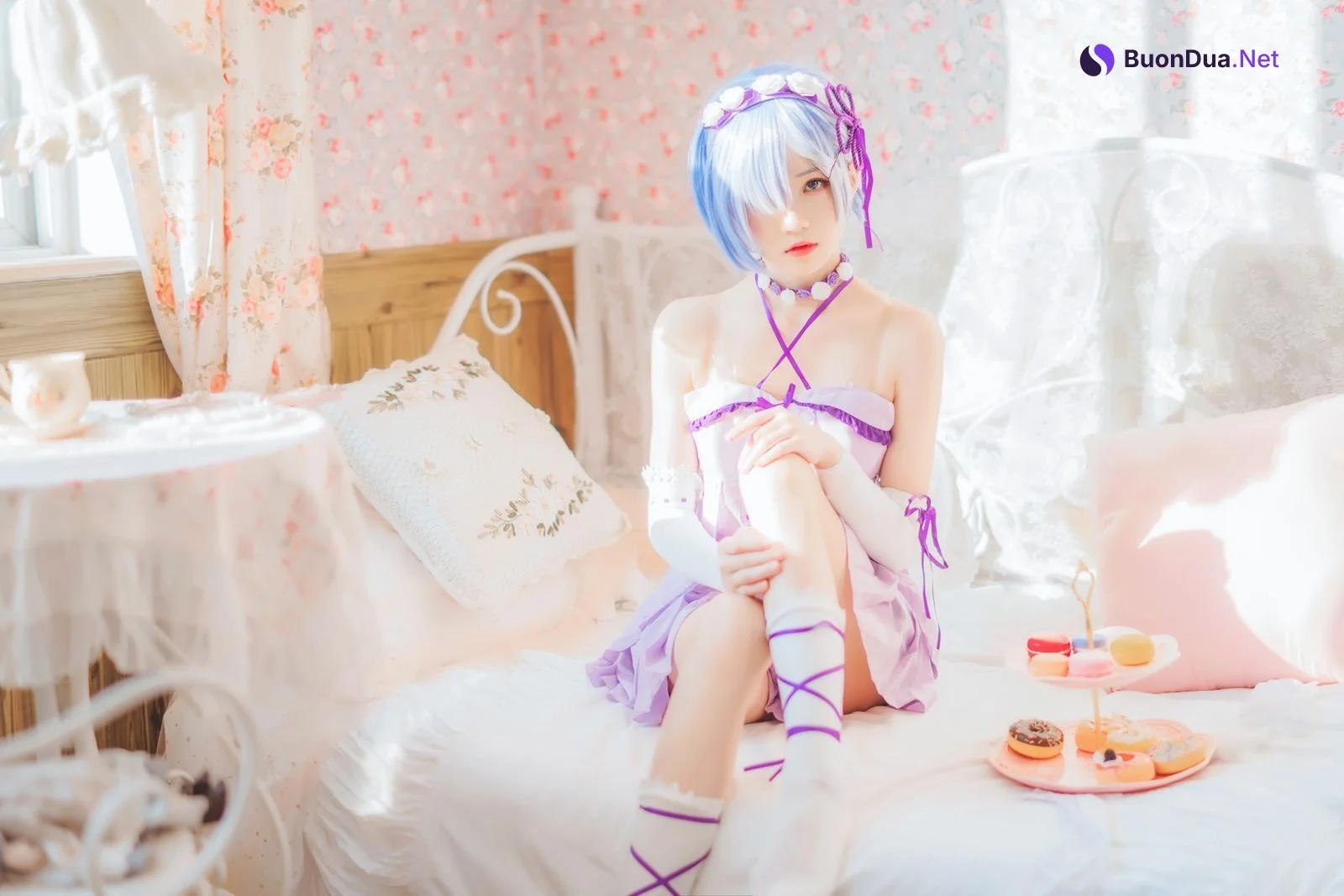 Cosplay 桜桃喵 蕾姆睡裙 - Photo 14