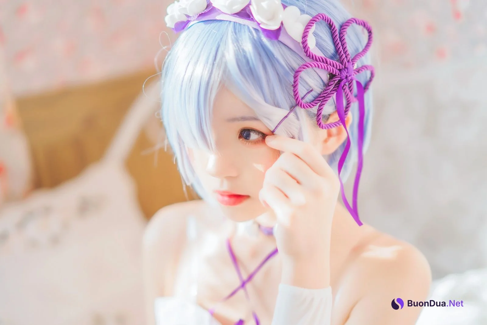 Cosplay 桜桃喵 蕾姆睡裙 - Photo 16