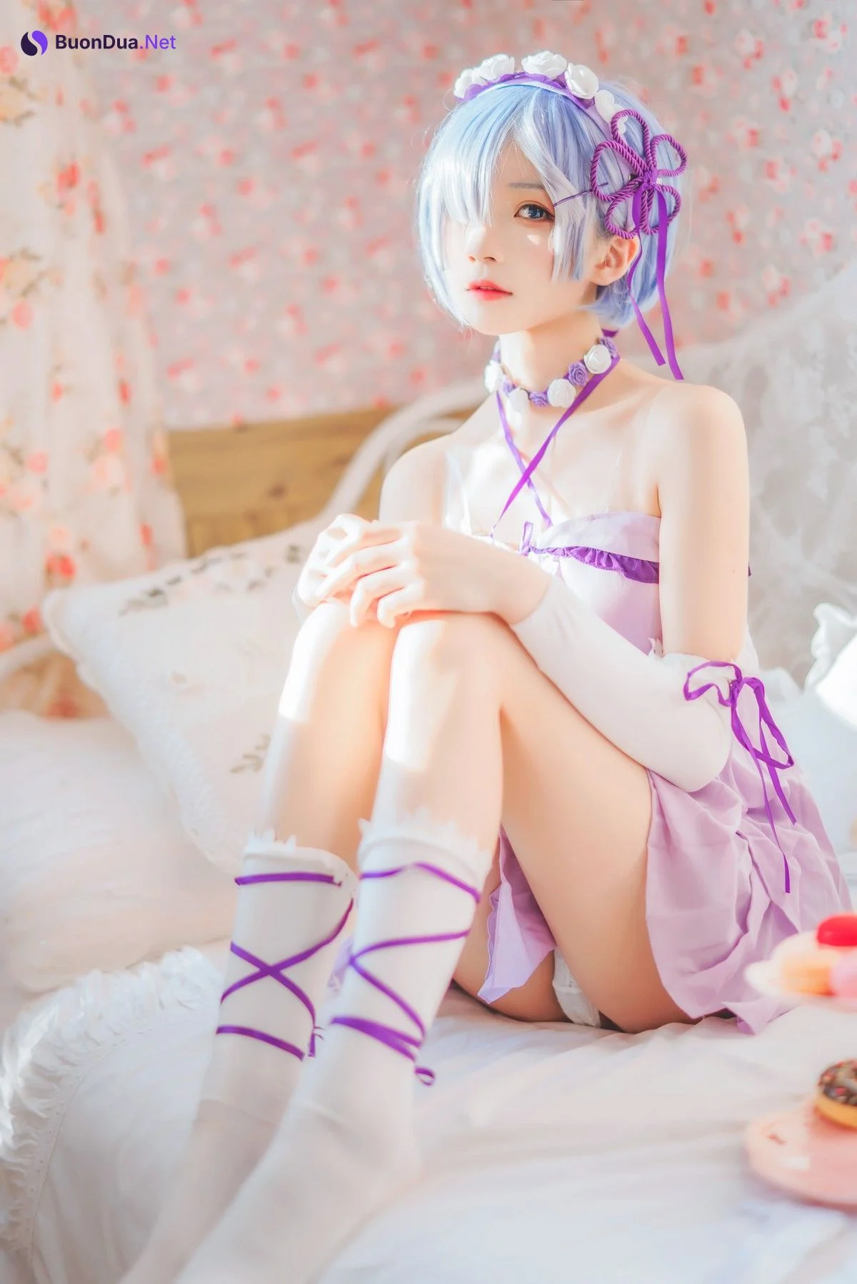 Cosplay 桜桃喵 蕾姆睡裙 - Photo 17