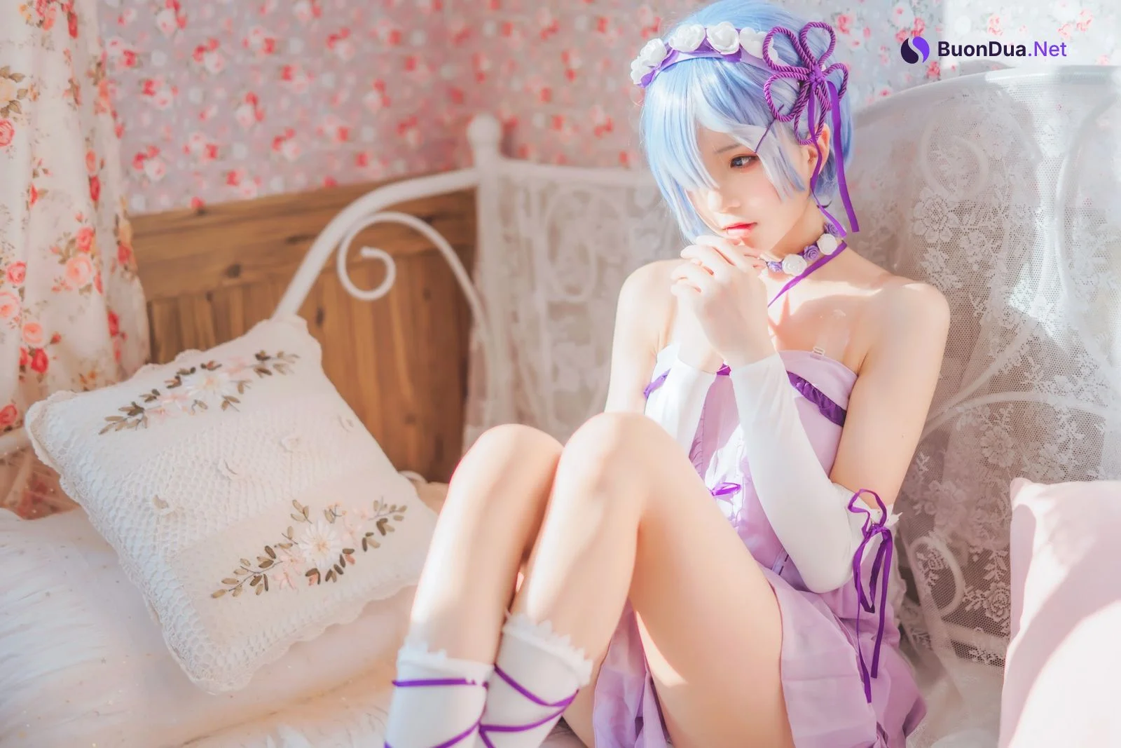 Cosplay 桜桃喵 蕾姆睡裙 - Photo 20