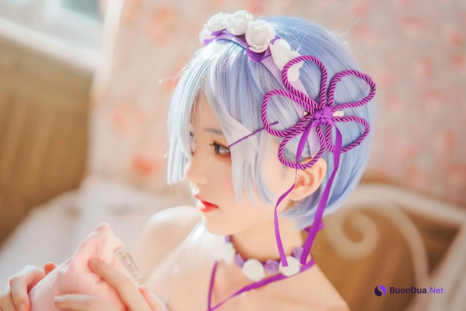 Cosplay 桜桃喵 蕾姆睡裙 - Photo 3