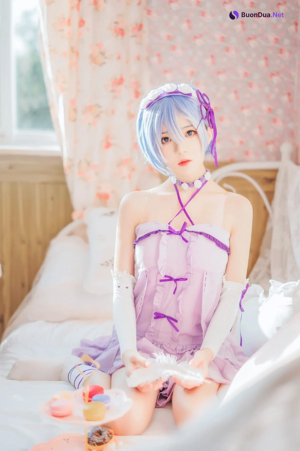 Cosplay 桜桃喵 蕾姆睡裙 - Photo 5