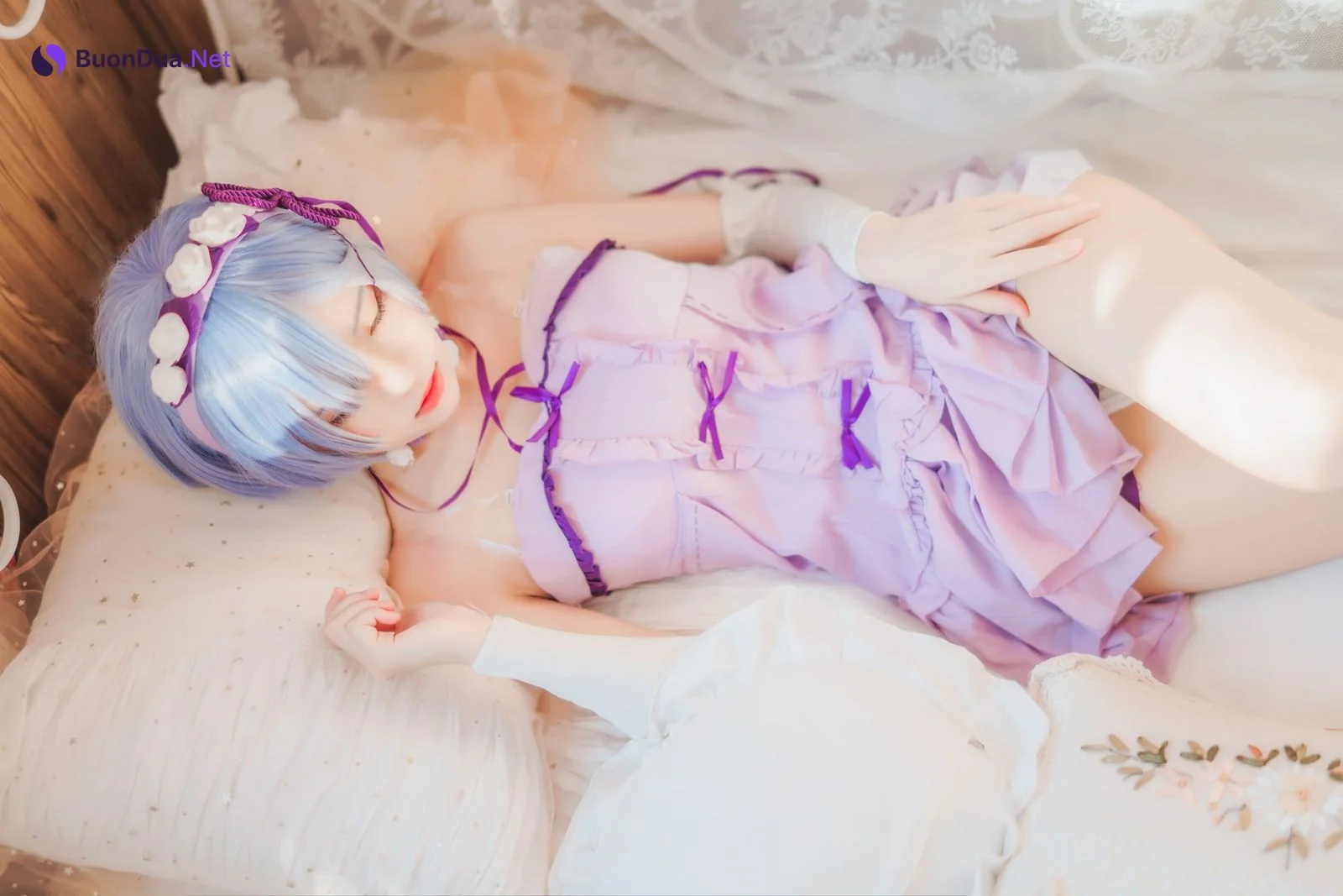 Cosplay 桜桃喵 蕾姆睡裙 - Photo 9