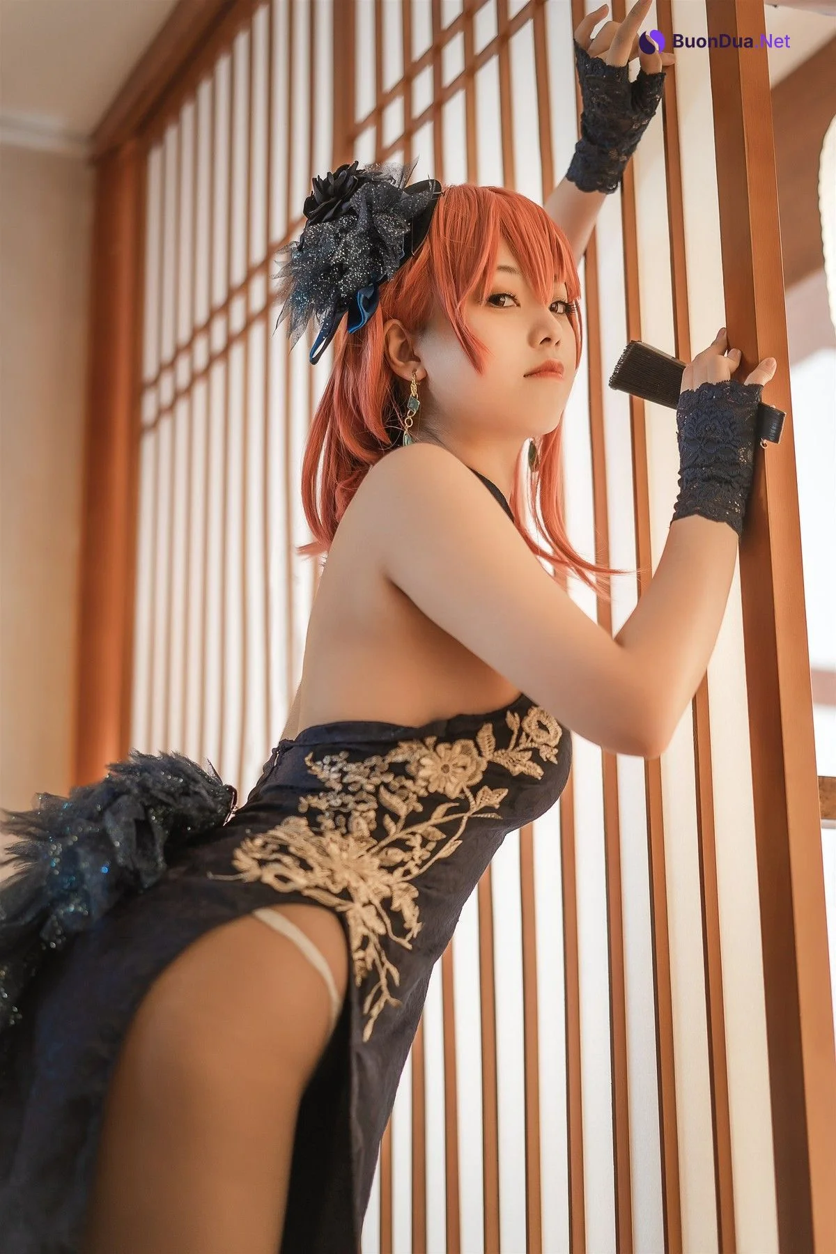 蜜汁猫裘 Cosplay 黑太子旗袍 - Photo 15
