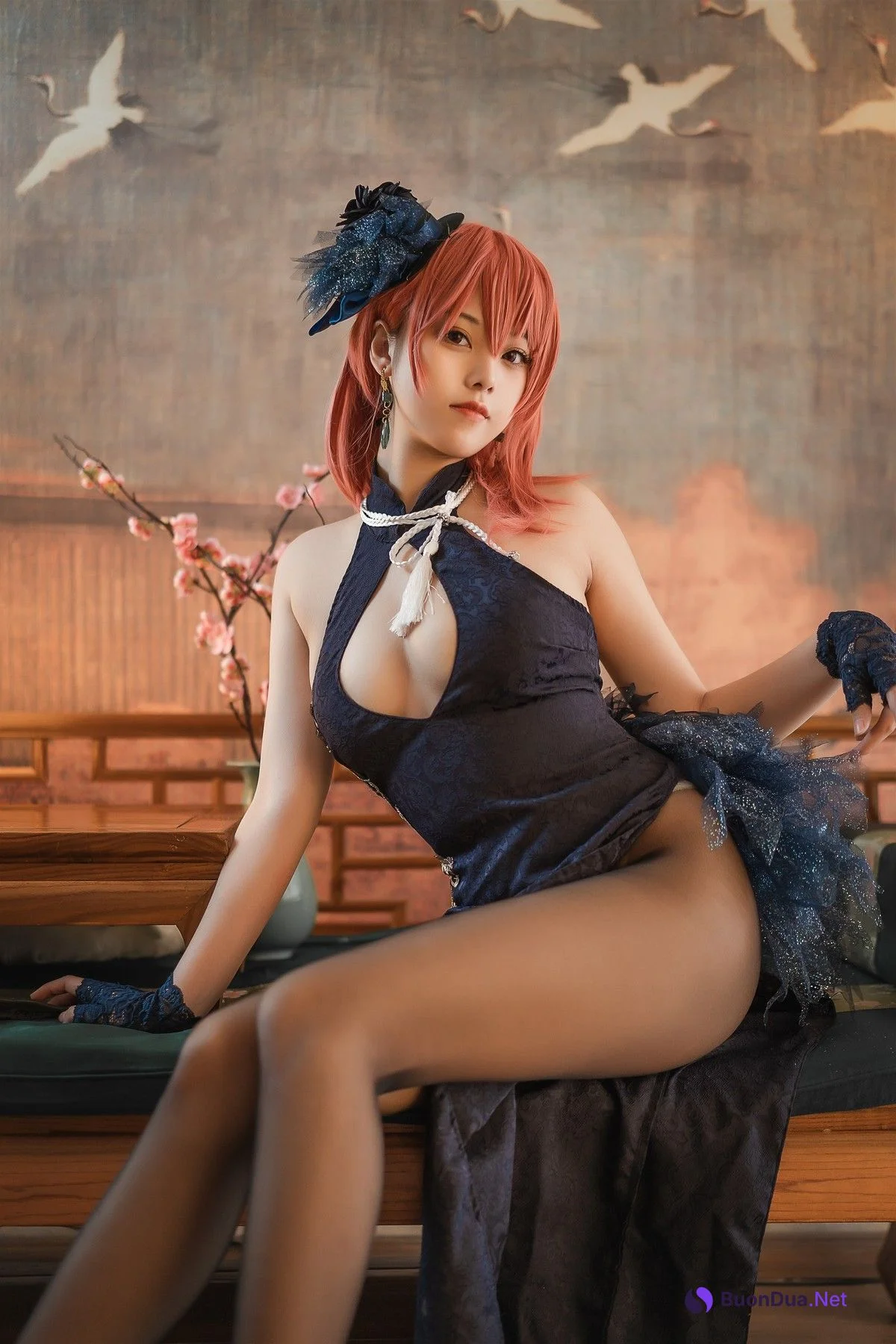 蜜汁猫裘 Cosplay 黑太子旗袍 - Photo 4