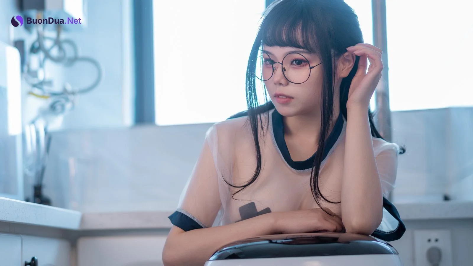 Cosplay 七月喵子 喝酸奶的眼镜娘 - Photo 13