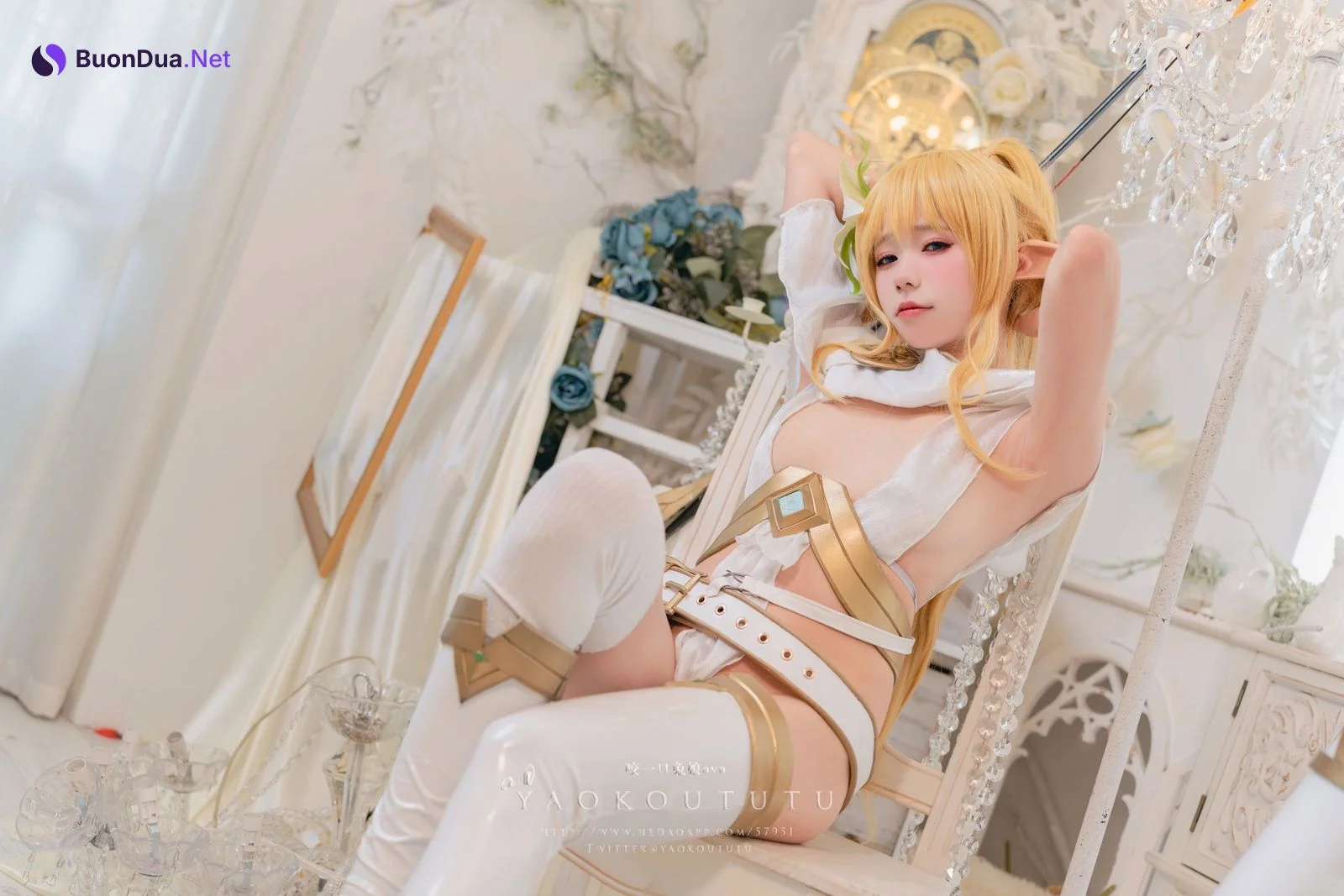 Cosplay 黏黏团子兔 六月订阅 『精灵 弓箭手』 广寒宫 - Photo 12
