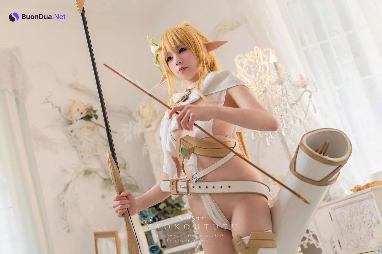 Cosplay 黏黏团子兔 六月订阅 『精灵 弓箭手』 广寒宫 - Photo 2