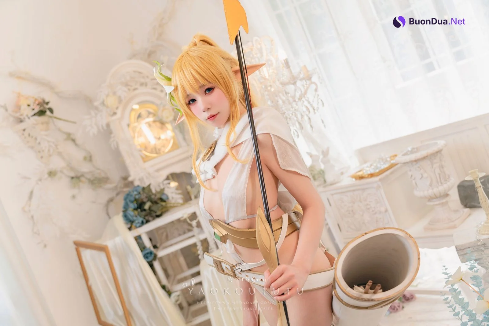 Cosplay 黏黏团子兔 六月订阅 『精灵 弓箭手』 广寒宫 - Photo 4
