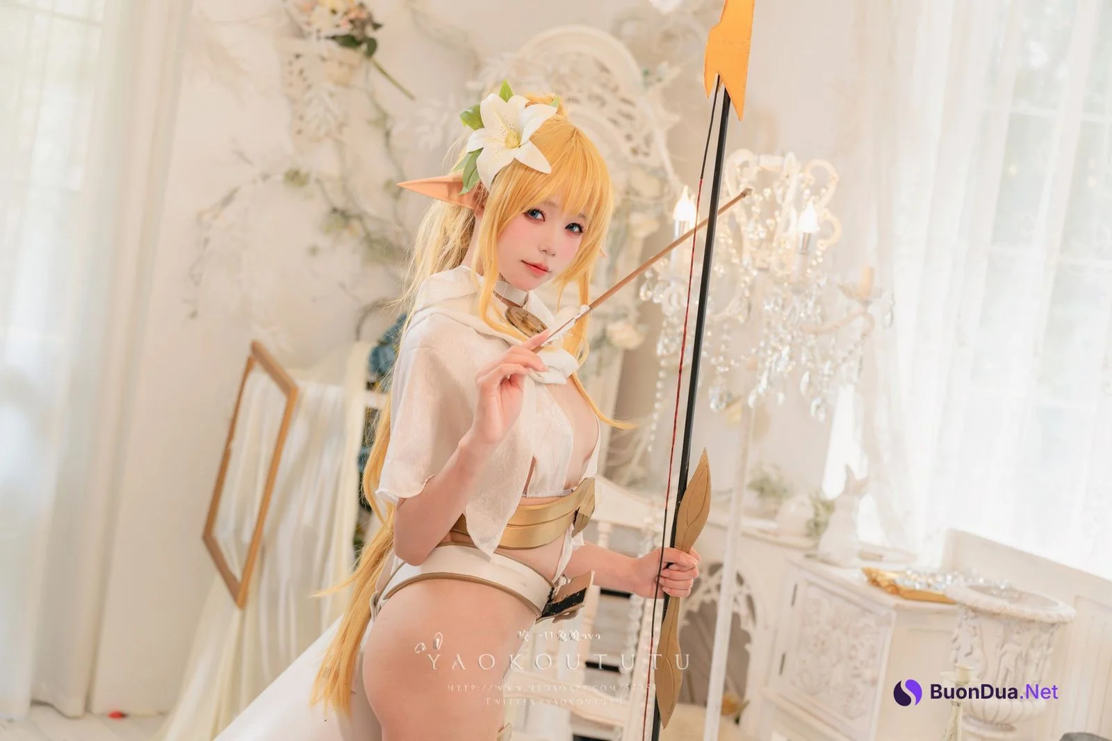 Cosplay 黏黏团子兔 六月订阅 『精灵 弓箭手』 广寒宫 - Photo 5