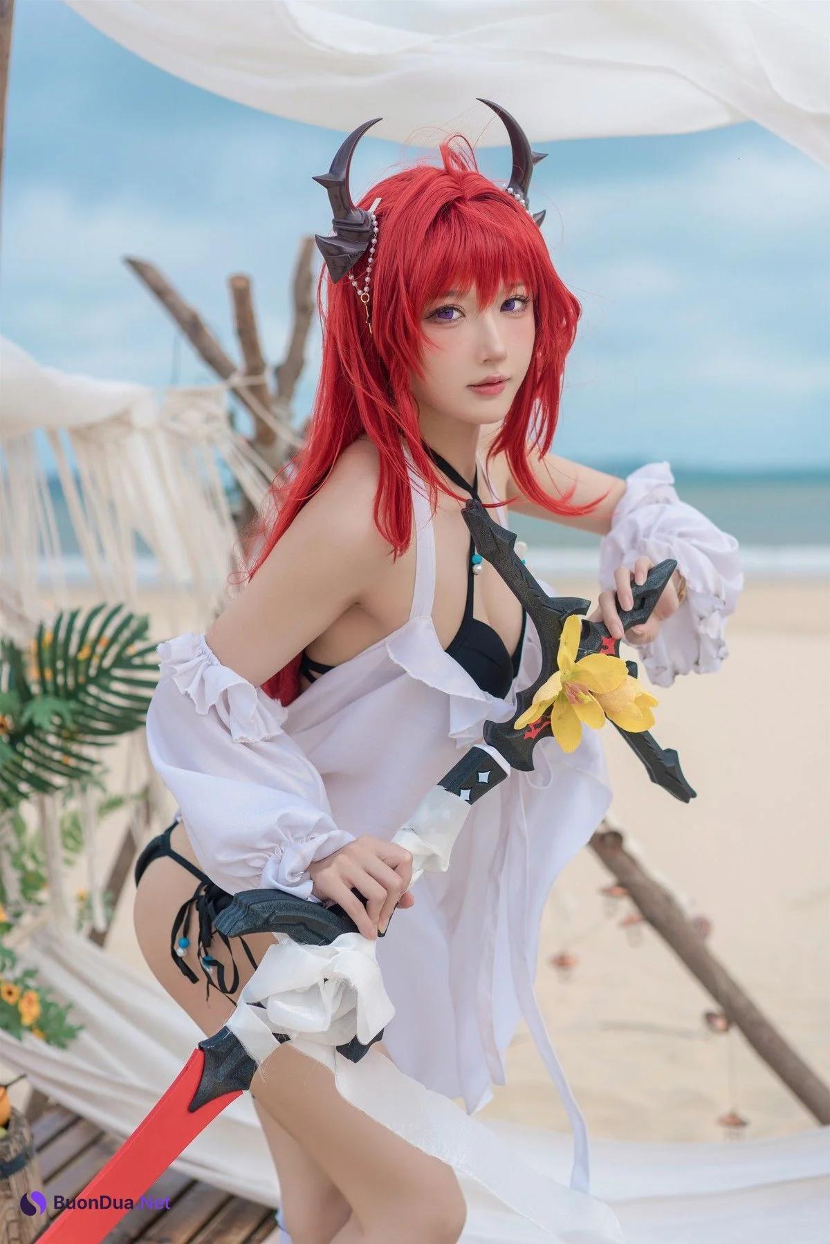 Cosplay 阿包也是兔娘 明日方舟 史尔特尔泳装 - Photo 6