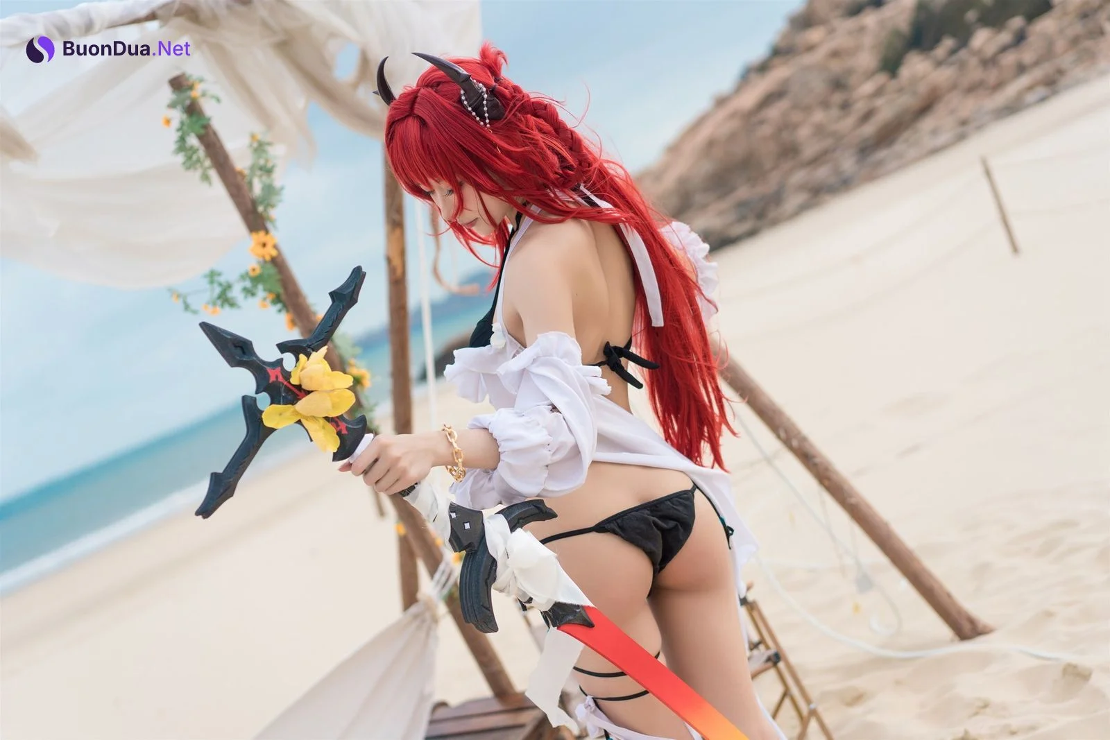 Cosplay 阿包也是兔娘 明日方舟 史尔特尔泳装 - Photo 7