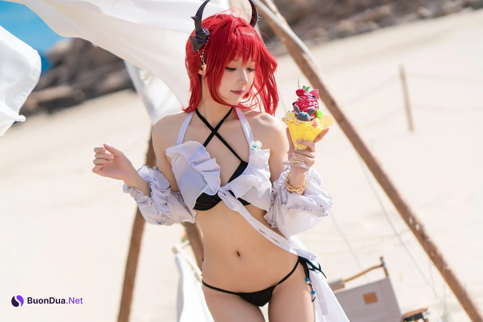 Cosplay 阿包也是兔娘 明日方舟 史尔特尔泳装 - Photo 9