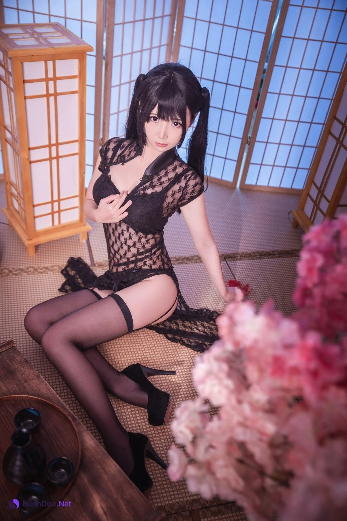 Cosplay 面饼仙儿 黑丝情趣旗袍 - Photo 17