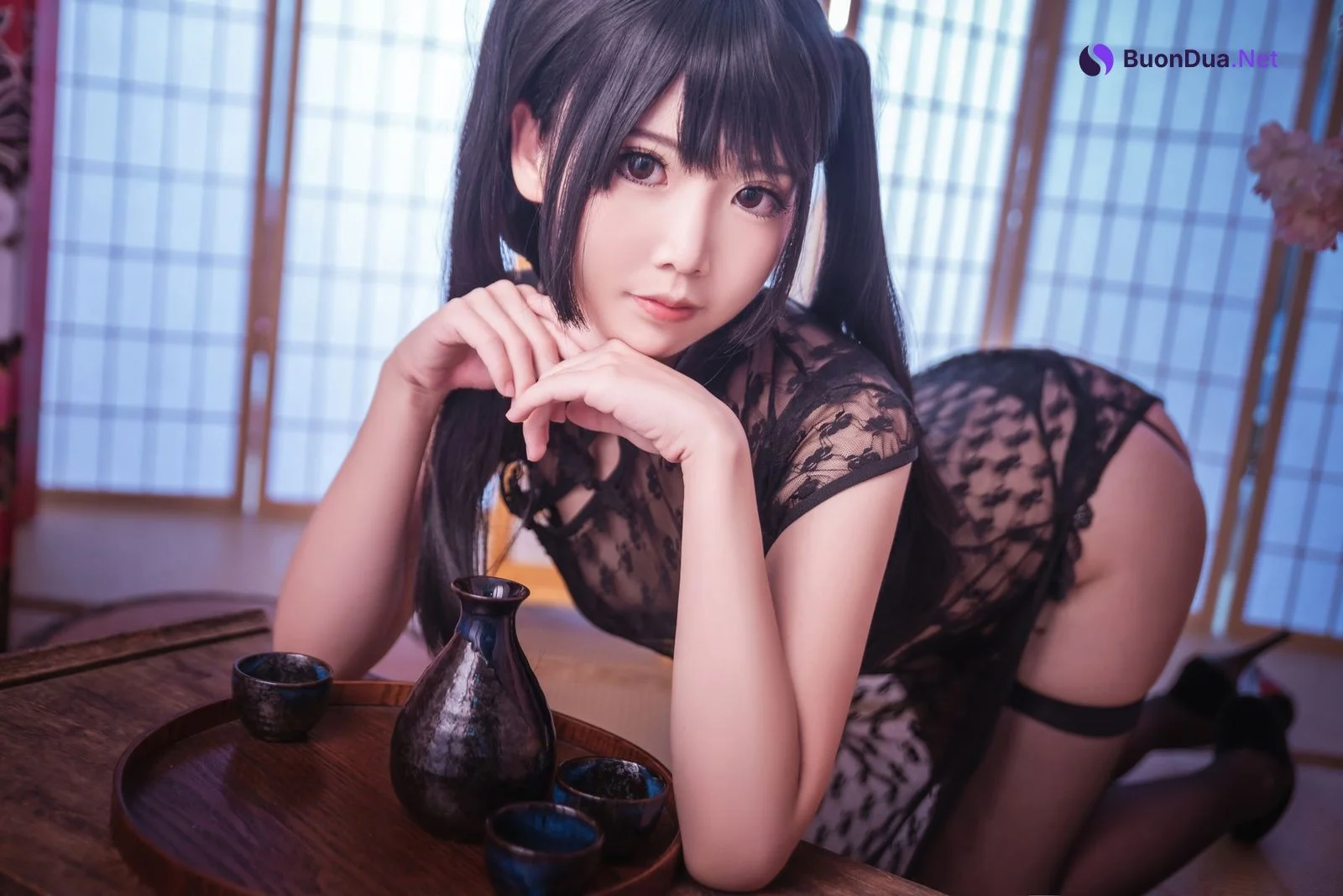 Cosplay 面饼仙儿 黑丝情趣旗袍 - Photo 6