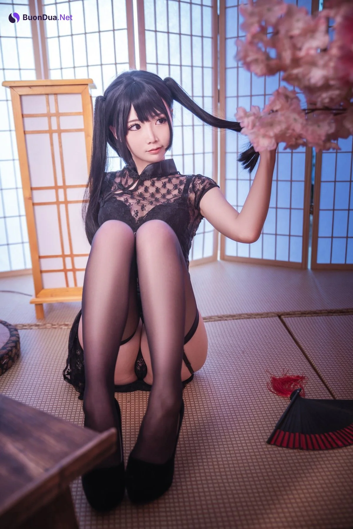 Cosplay 面饼仙儿 黑丝情趣旗袍 - Photo 7
