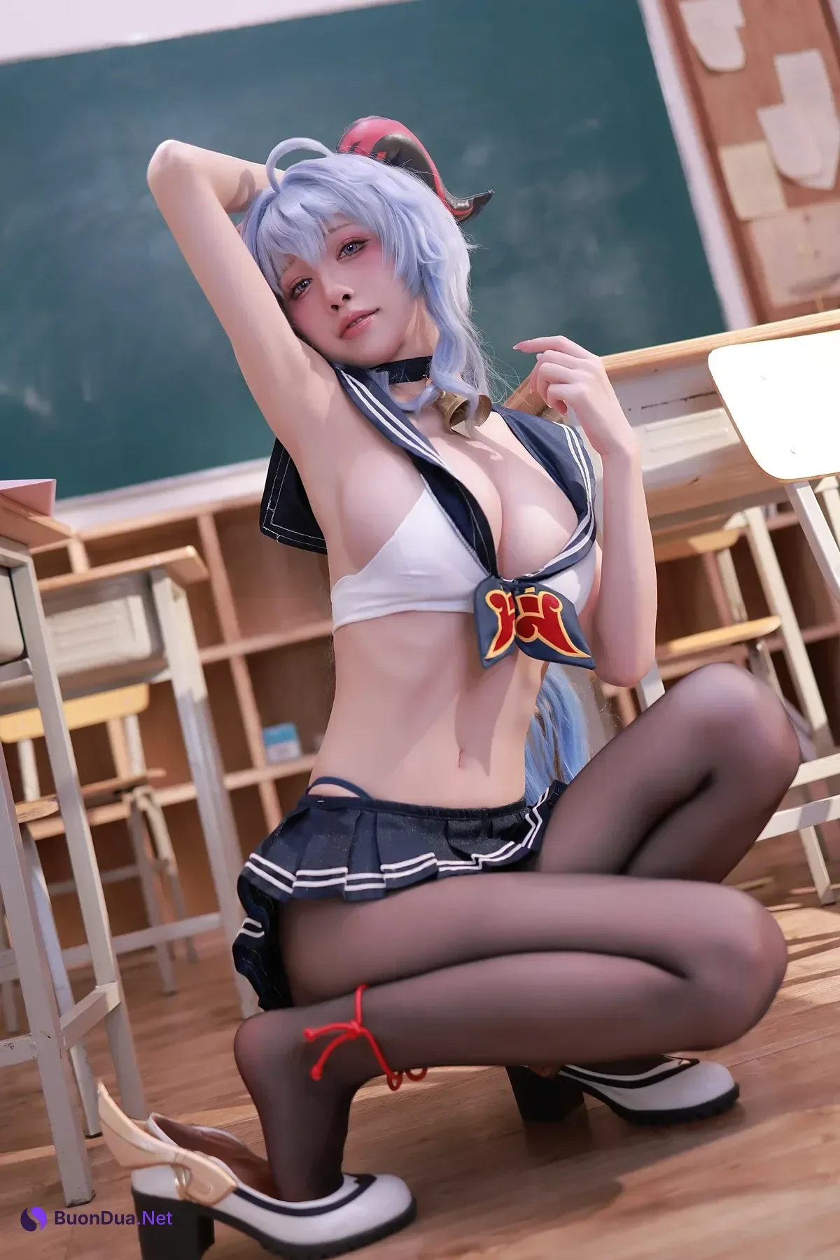Cosplay 水淼Aqua – 2月补偿赠品 甘雨水手服 - Photo 20