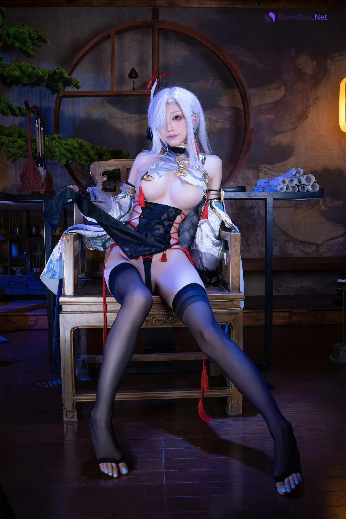 Cosplay 水淼Aqua 申鹤旗袍 Set.01 - Photo 19