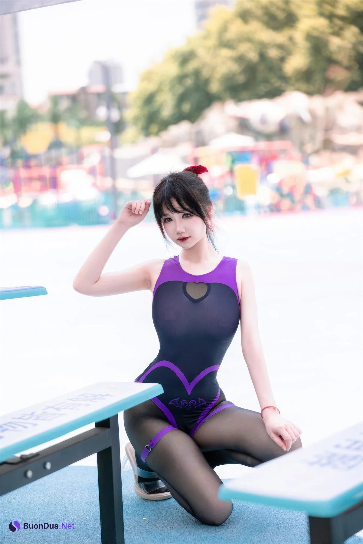 Cosplay 雪晴Astra 雪晴嘟嘟 紫色恶魔竞泳 - Photo 6