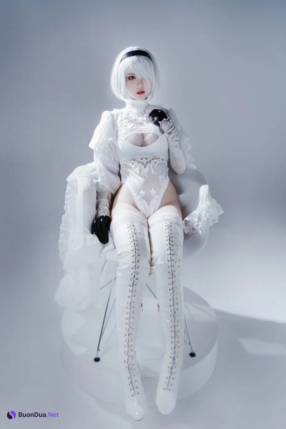 Cosplay 半半子 Automataヨルハ二号B型 白いドレス - Photo 13